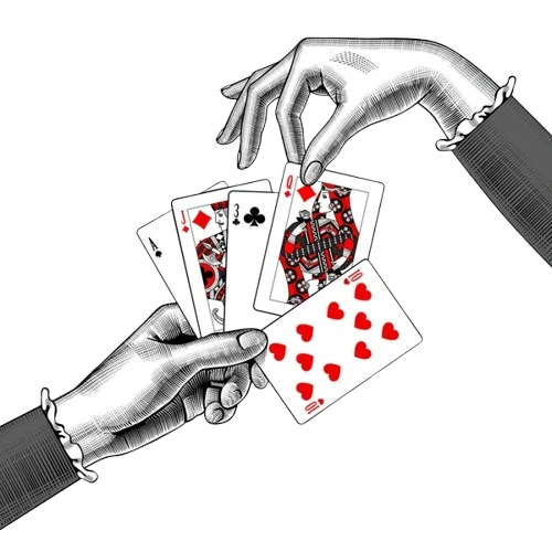 Grafik Tangan Memegang Kartu Simbolis Challenge